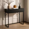 AKORD MODENA loft konzolasztal 1 fiókkal 80 cm fekete fém lábakkal