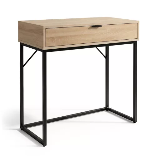 AKORD MODENA Loft Konzolasztal 1 Fiókkal 80 cm Sonoma Tölgy Fekete Lábakkal