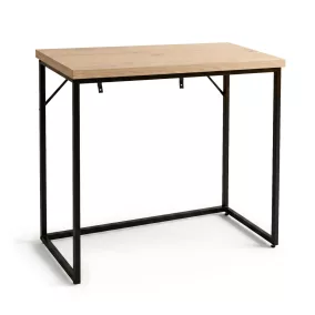   AKORD ORIGO 90 cm konzolasztal loft stílusú dió artisan laminált fekete fém lábakkal