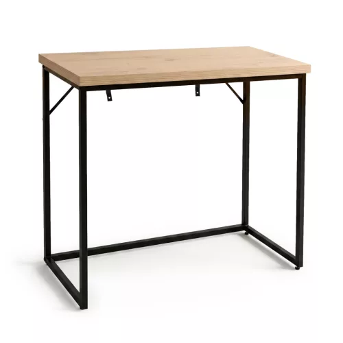 AKORD ORIGO 90 cm konzolasztal loft stílusú dió artisan laminált fekete fém lábakkal