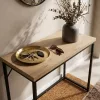 AKORD ORIGO 90 cm konzolasztal loft stílusú dió artisan laminált fekete fém lábakkal