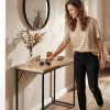 AKORD ORIGO 90 cm konzolasztal loft stílusú dió artisan laminált fekete fém lábakkal