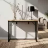 AKORD ORIGO 90 cm konzolasztal loft stílusú dió artisan laminált fekete fém lábakkal