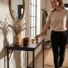 AKORD ORIGO 90 cm Loft Konzolasztal Fekete Fém Lábakkal