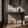 AKORD ORIGO 90 cm Loft Konzolasztal Fekete Fém Lábakkal