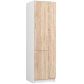   AKORD Lima Beépíthető Hűtőszekrény Szekrény Laminált Fehér-Sonoma Tölgy