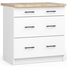   AKORD Oliwia 80 Konyhai Fiókos Szekrény Fehér Matt Sonoma Tölgy Munkalappal