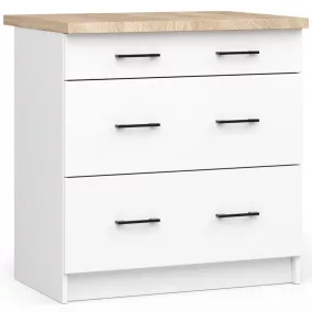   AKORD Oliwia 80 Konyhai Fiókos Szekrény Fehér Matt Sonoma Tölgy Munkalappal