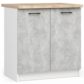   AKORD Oliwia 80 Konyhai Szekrény Fehér-Beton Laminált Munkalappal