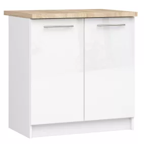   AKORD Oliwia 80 Konyhai Alsószekrény Magasfényű Fehér Munkalappal