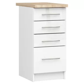   AKORD Oliwia Álló Konyhai Fiókos Szekrény Magasfényű Fehér 4 Fiókkal