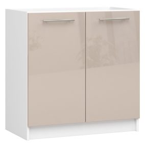   AKORD Oliwia 80 cm Mosogatószekrény Fehér-Cappuccino Magasfényű