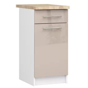   AKORD Oliwia S40 Konyhai Alsószekrény Fehér/Cappuccino Magasfényű Munkalappal