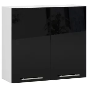   AKORD Oliwia Fali Konyhaszekrény 80cm Fehér-Fekete Magasfényű