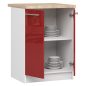   AKORD Oliwia Konyhai Alsószekrény Magasfényű Piros-Fehér Munkalappal