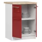   AKORD Oliwia Konyhai Alsószekrény Magasfényű Piros-Fehér Munkalappal