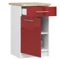   AKORD Oliwia S50 Konyhai Alsószekrény Fehér-Piros Magasfényű