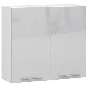   AKORD Oliwia 80 Fali Konyhaszekrény Fehér-Metál Magasfényű