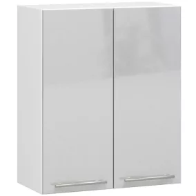   AKORD Oliwia Fali Konyhaszekrény 60cm Fehér-Metál Magasfényű