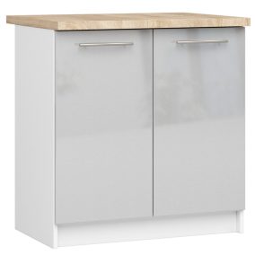   AKORD Oliwia Konyhai Alsószekrény Laminált Fehér-Metál Magasfényű