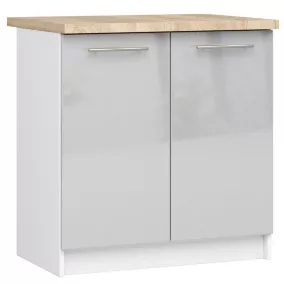   AKORD Oliwia Konyhai Alsószekrény Laminált Fehér-Metál Magasfényű