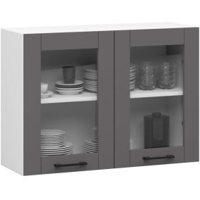   AKORD Oliwia Fali Vitrines Konyhaszekrény Fehér/Szürke 80 cm