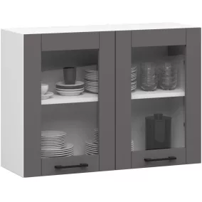   AKORD Oliwia Fali Vitrines Konyhaszekrény Fehér/Szürke 80 cm