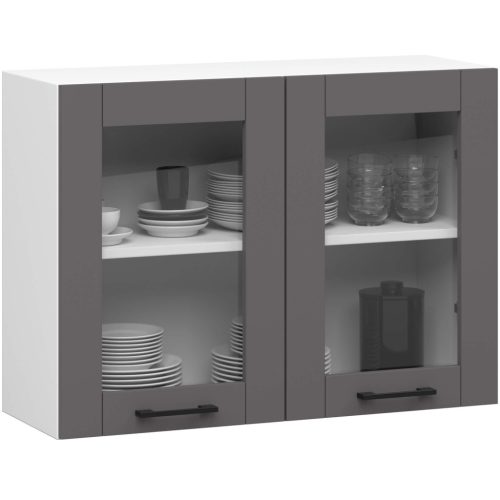 AKORD Oliwia Fali Vitrines Konyhaszekrény Fehér/Szürke 80 cm
