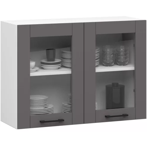 AKORD Oliwia Fali Vitrines Konyhaszekrény Fehér/Szürke 80 cm
