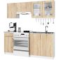   AKORD Lima 180 cm-es Konyhabútor Szett Sonoma Tölgy/Fehér Üveges Vitrinnel