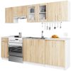 AKORD Lima 240 Konyhabútor Szett Fehér/Sonoma Tölgy Üvegvitrines