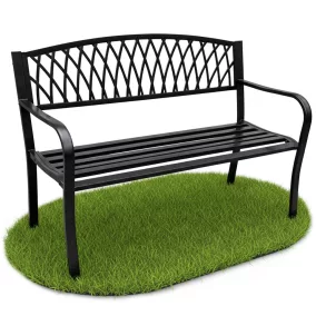   AKORD Arcadia ławka ogrodowa metal czarna ażurowe oparcie 127 cm