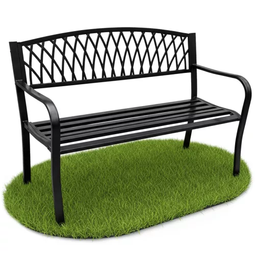 AKORD Arcadia ławka ogrodowa metal czarna ażurowe oparcie 127 cm
