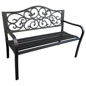   AKORD Irga Fém Kerti Pad Fekete Kovácsoltvas Díszítéssel