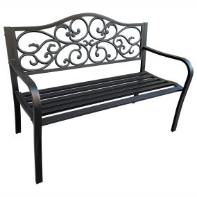   AKORD Irga Fém Kerti Pad Fekete Kovácsoltvas Díszítéssel