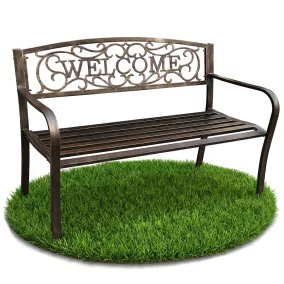 AKORD Irys Fém Kerti Pad Bronz Welcome Felirattal
