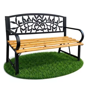 Fancy Garden REO Kerti Pad Fém-Fa Fekete Virágmintás