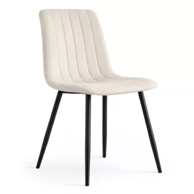   AKORD LIVO Étkezőszék Bársony Bézs Fekete Lábakkal Pikírozott