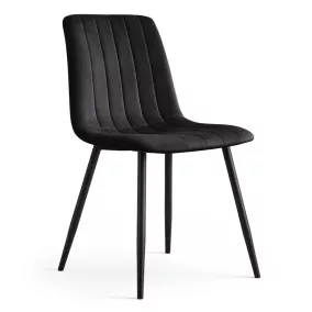   AKORD LIVO Étkezőszék Bársony Fekete Függőleges Steppelt