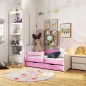   AKORD Smile Gyerekágy 140x70 Rózsaszín Laminált Védőkorláttal