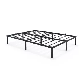   AKORD Furniture Factory Fém Ágyváz 140x200 cm Fekete Összecsukható 9 Lábbal és 20 Léccel