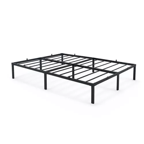 AKORD Furniture Factory Fém Ágyváz 140x200 cm Fekete Összecsukható 9 Lábbal és 20 Léccel