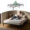 AKORD Furniture Factory Fém Ágyváz 140x200 cm Fekete Összecsukható 9 Lábbal és 20 Léccel
