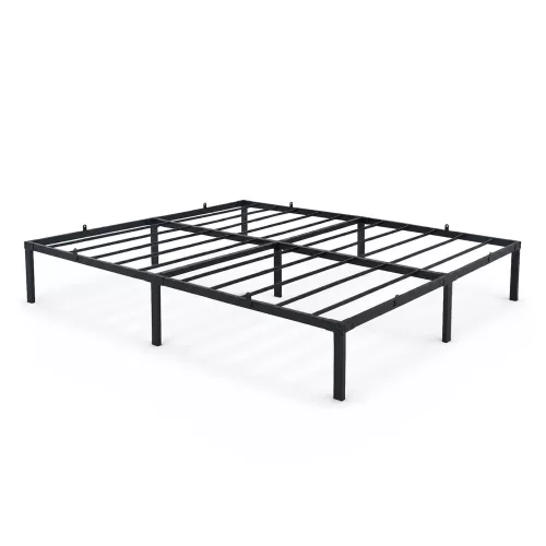 AKORD Furniture Factory Fém Ágy Keret 160x200 cm Fekete Összecsukható 9 Lábbal és 20 Léccel