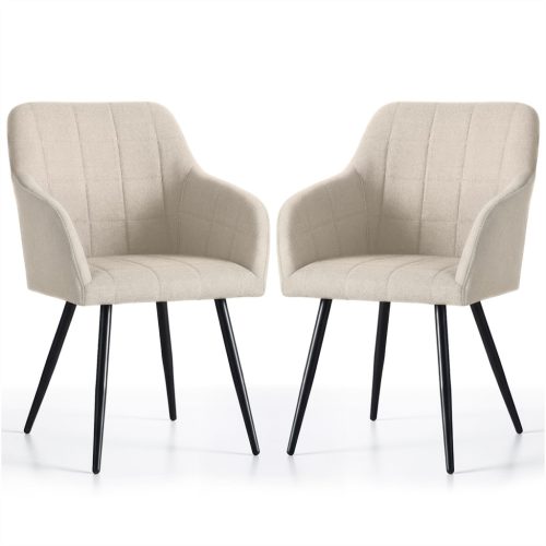 AKORD Furniture Factory LUXANO kárpitozott szék Lumos anyag bézs fekete lábak négyzetes steppelés