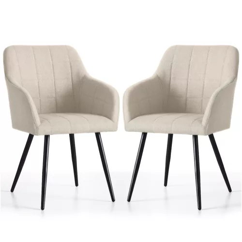 AKORD Furniture Factory LUXANO kárpitozott szék Lumos anyag bézs fekete lábak négyzetes steppelés