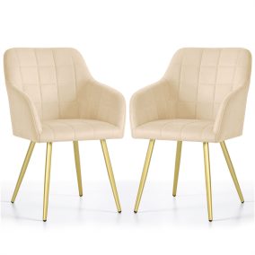   AKORD Furniture Factory LUXANO kárpitozott szék welúr bézs arany lábakkal