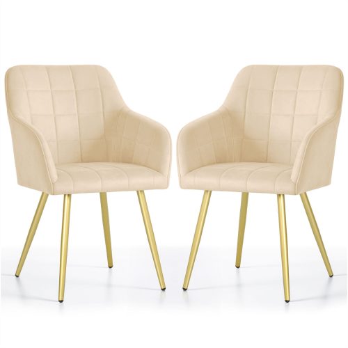 AKORD Furniture Factory LUXANO kárpitozott szék welúr bézs arany lábakkal