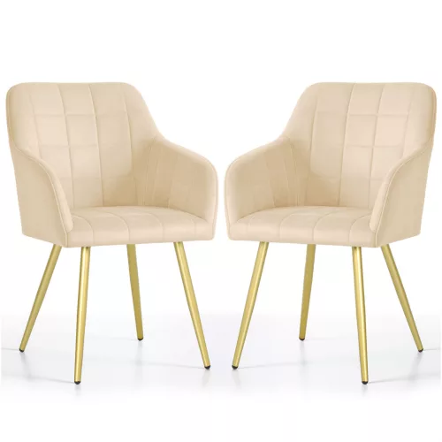 AKORD Furniture Factory LUXANO kárpitozott szék welúr bézs arany lábakkal