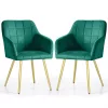 AKORD LUXANO Kárpitozott Szék Welúr Palackzöld Arany Lábakkal